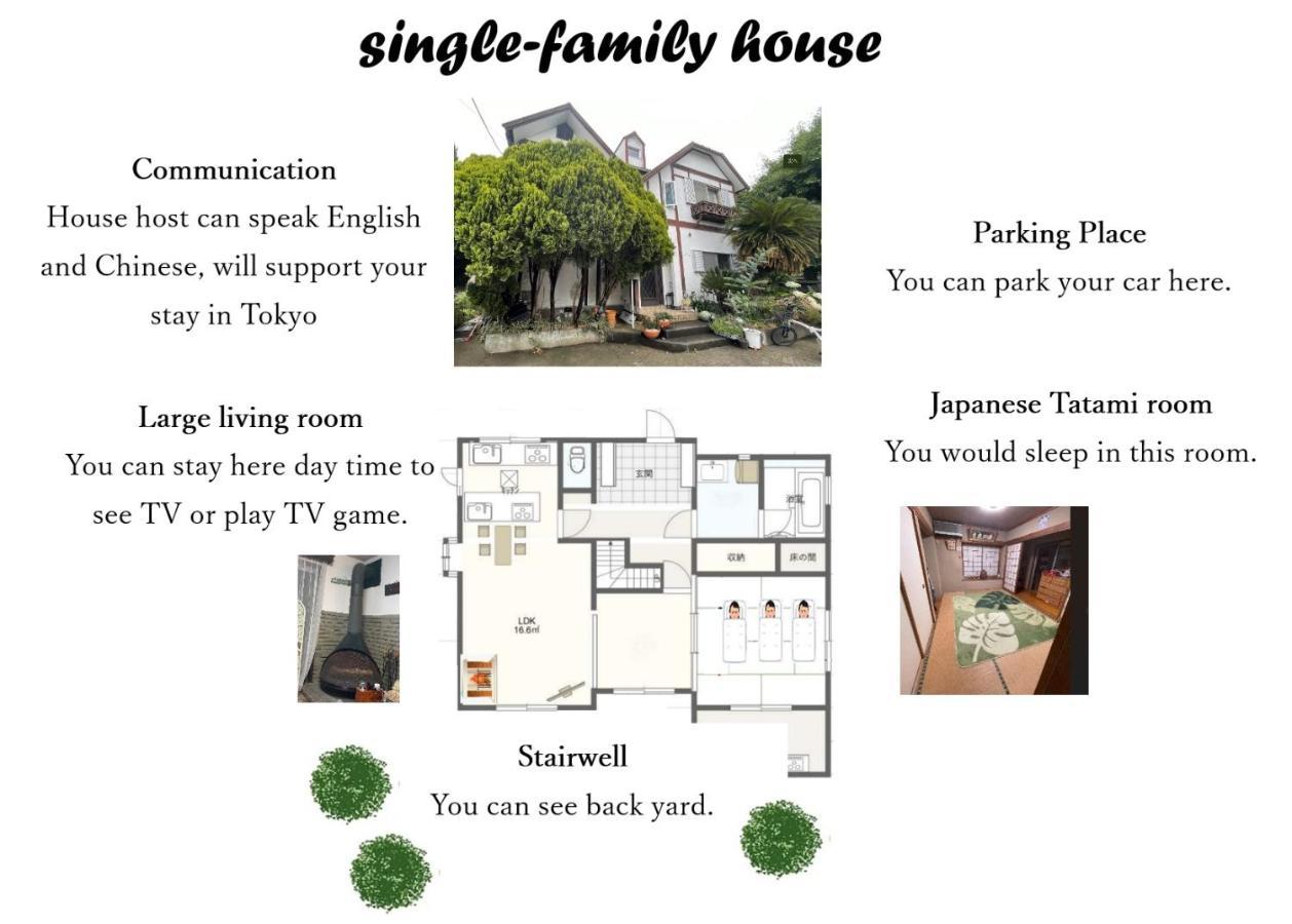 Tatami Room & Living Room Equipped With Multinational Tv And Fire, Bbq Corner In Tokyo Downtown House Bagian luar foto